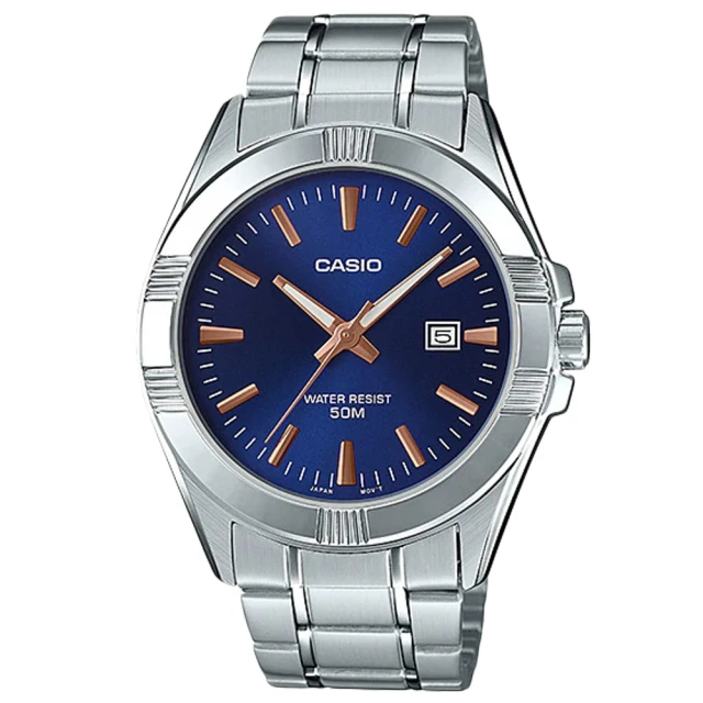 【CASIO 卡西歐】指針錶 不鏽鋼錶帶 50米防水 礦物玻璃(MTP-1308D-2A)