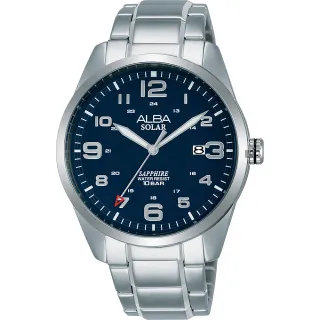 【ALBA】雅柏 城市情人太陽能時尚手錶-藍x銀/39mm  女王節(AS32-X018B  AX3003X1)