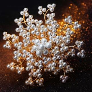 【Angel】復古璀燦滿天星珍珠胸針別針兩用(圖片色)
