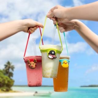 【Bone 蹦克】Cup Tie 環保杯綁 飲料提袋 - 貓咪/麋鹿/鴨子/企鵝(環保矽膠飲料袋 手提 杯袋)