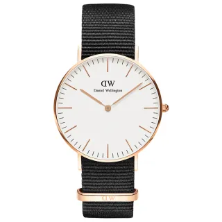 【Daniel Wellington】DW 手錶  Classic Cornwall 36mm寂靜黑織紋錶  絕版(兩色)