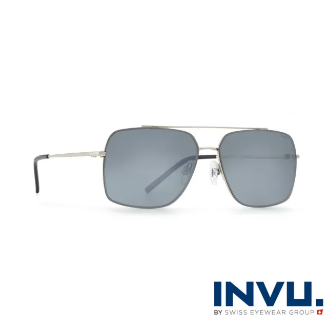 【INVU瑞士】來自瑞士飛行員造型水銀偏光太陽眼鏡(銀灰-P1900D)