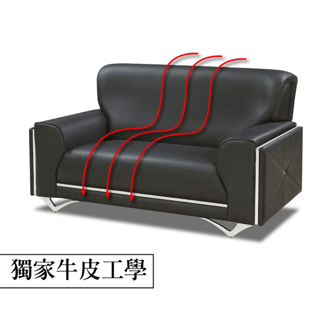【IHouse】維也納 半牛皮工學舒適獨立筒沙發 2人座