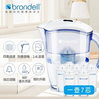 【Brondell】美國邦特爾 純淨濾水壺 （白）＋7入八週長效濾芯