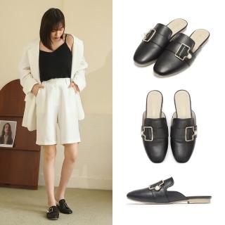 【FUFA Shoes 富發牌】珍珠釦飾休閒穆勒鞋-黑 1PE65(女鞋/女懶人鞋/半拖鞋/通勤鞋)