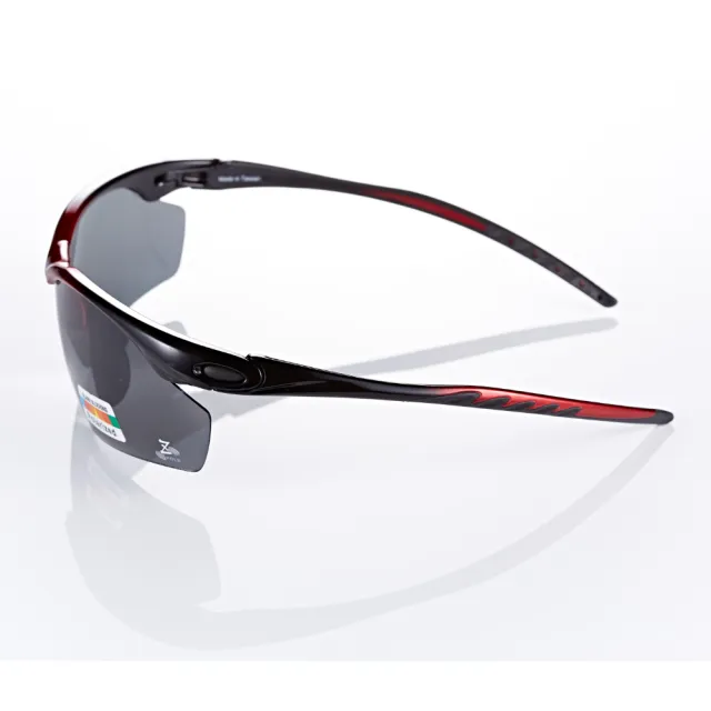 【Z-POLS】新一代TR彈性輕量材質搭載100%Polarized頂級偏光運動眼鏡(黑紅漸層款)