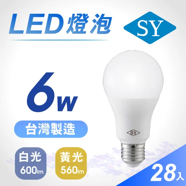 SY 聲億科技 6W LED 高效能廣角燈泡-28入(CNS版)