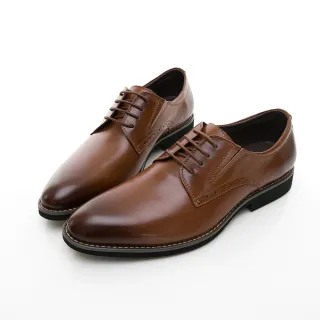 【GEORGE 喬治皮鞋】輕量系列 舒適綁帶柔軟紳士皮鞋-棕色
