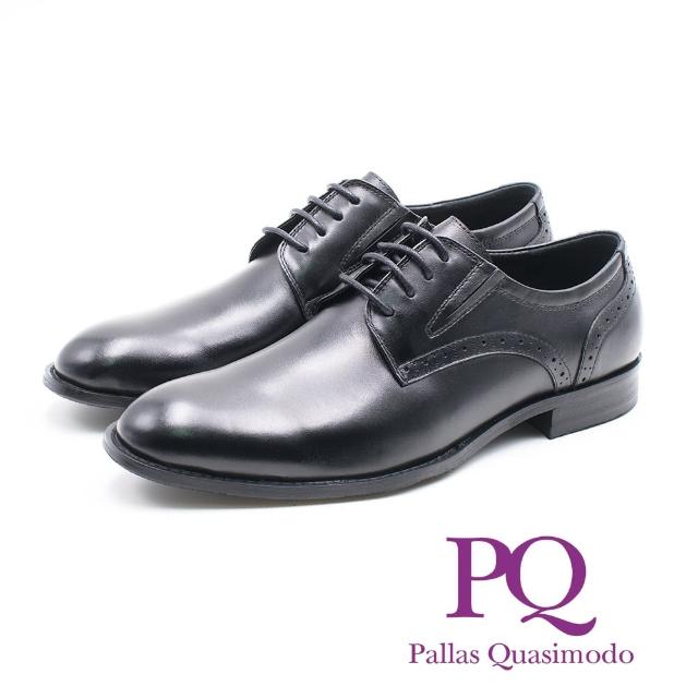 【PQ】素面綁帶翼紋德比鞋 男鞋(黑)