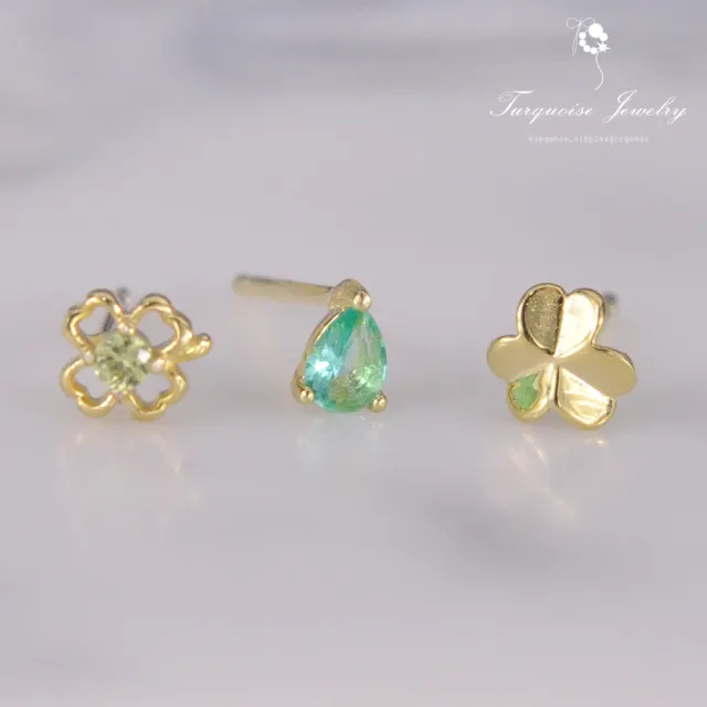 【Turquoise Jewelry】輕珠寶系列幸運草橄欖石細緻耳環組(tqsh0015)