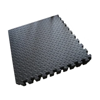 【Abuns】工業風鐵板紋62CM黑色大巧拼地墊-附收邊條(12片裝-適用1.5坪)