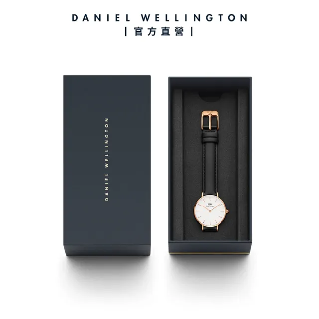【Daniel Wellington】DW 手錶  Petite Sheffield 32mm爵士黑真皮皮革錶-玫瑰金框(DW00100174)