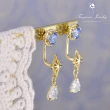 【Turquoise Jewelry】輕珠寶系列宇宙中的星軌藍色鋯石S925銀鍍金耳䁻+耳環組(tqsh0005)