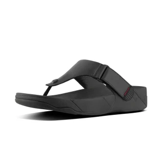 【FitFlop】TRAKK II LEATHER TOE-THONGS經典全皮革夾腳涼鞋-男(靚黑)