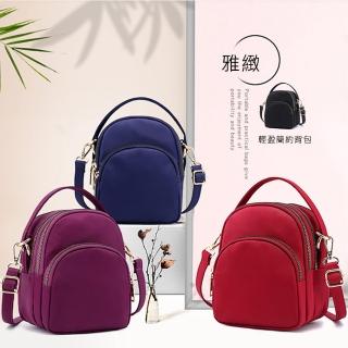 【DF Queenin】日韓女款2WAYS防潑水尼龍手提斜揹包-共4色
