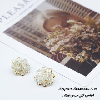 【Anpan】925銀針韓東大門法式典雅貝殼花朵耳環