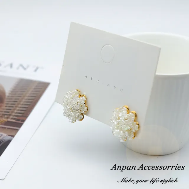 【Anpan】925銀針韓東大門法式典雅貝殼花朵耳環