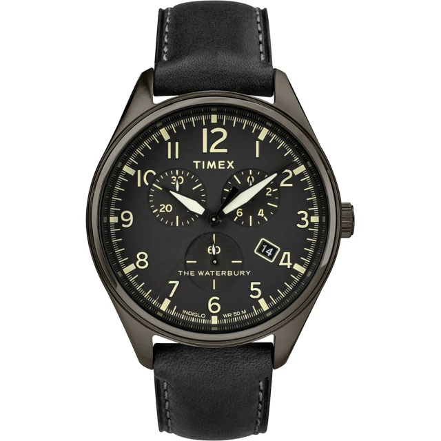 【TIMEX】天美時 Waterbury Chrono系列 三眼計時經典紳士手錶(黑 TXTW2R88400)