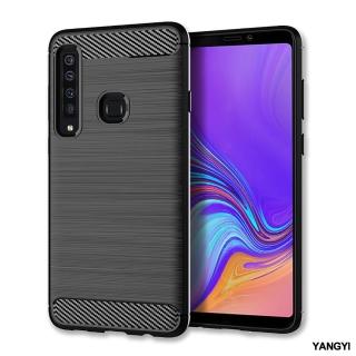 【YANG YI 揚邑】Samsung Galaxy A9 2018 拉絲紋碳纖維軟殼散熱防震抗摔手機殼