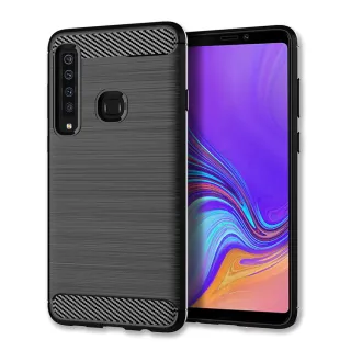 【YANG YI 揚邑】Samsung Galaxy A9 2018 拉絲紋碳纖維軟殼散熱防震抗摔手機殼