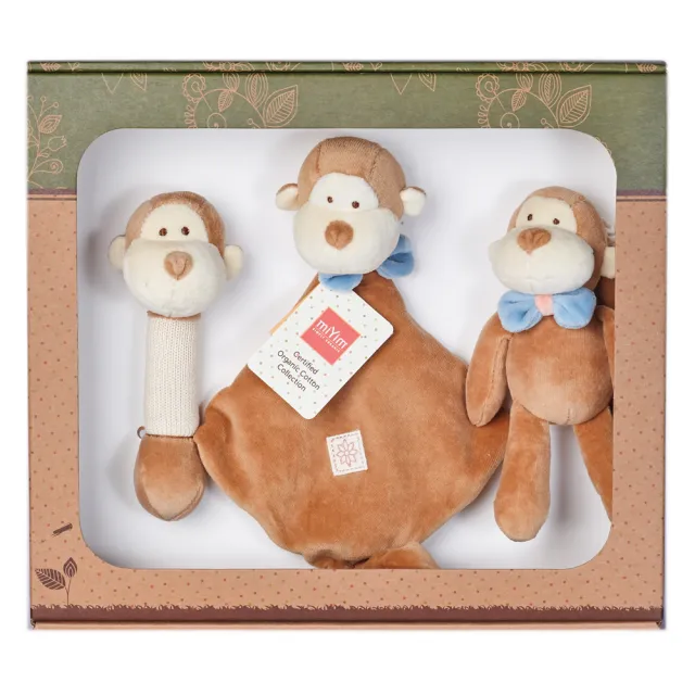 【美國miYim】有機棉安撫玩具禮盒組(布布小猴)