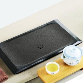 【生活禪】玄武岩日式石茶盤-財聚四方 B21-003／台灣工藝(40x22x3cm)