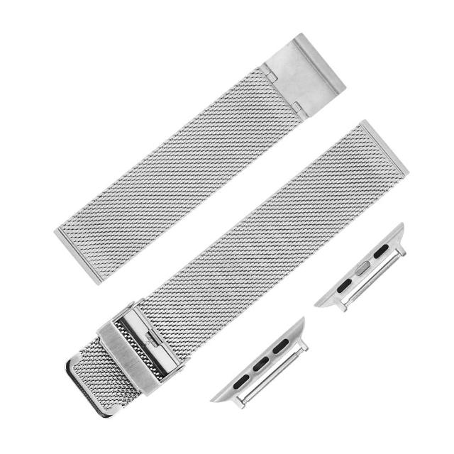 【Watchband】Apple Watch / 38.40.42.44mm / 蘋果手錶替用錶帶 經典百搭 米蘭編織不鏽鋼錶帶(銀色)