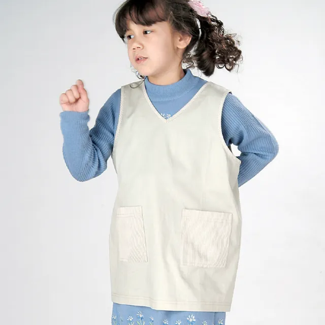 【Gennies 奇妮】兒童電磁波防護衣-多色可選(防電磁波 V領款 背心上衣 雙後釦 雙口袋)
