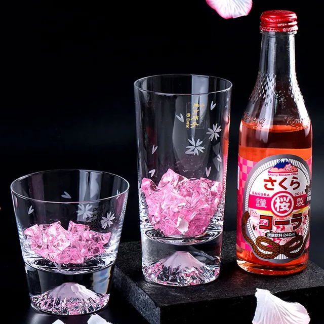 【田島硝子】富士山杯 櫻花限量款 威士忌杯+櫻花啤酒杯2入組 對杯(TG16-015-RS+TG16-015-TS)