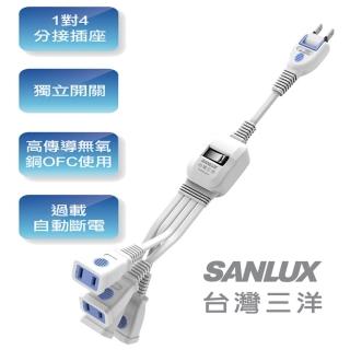 【SANLUX 台灣三洋】1對4分接延長線 SYPW-241A(2孔1對4單開關)