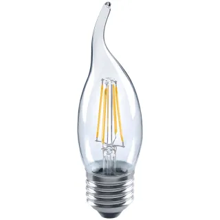 【Luxtek樂施達】買四送一 LED 拉尾蠟燭型燈泡 可調光 4.5W E27 黃光 5入(大螺口 CL35燈絲燈 水晶燈飾用)