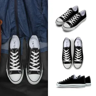 【FUFA Shoes 富發牌】低筒百搭帆布鞋-黑 TP45(男鞋/休閒鞋/布鞋/通勤鞋)