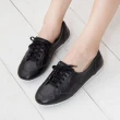 【Momix】韓國空運-全真皮復古綁帶小白鞋(黑色)