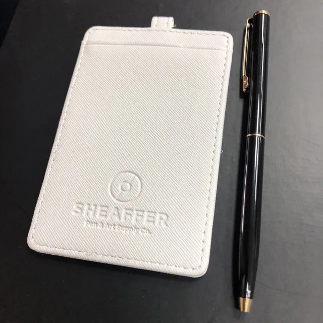 【SHEAFFER】SFA9黑琺瑯原子筆+白色證件套禮盒