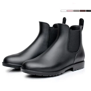 【艾美時尚】現貨 防水雨鞋36-43加大碼 短靴 英倫拼接軟Q馬丁雨靴(5色)