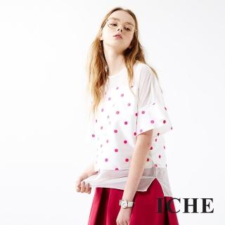 【ICHE 衣哲】浪漫微甜波點印花造型上衣