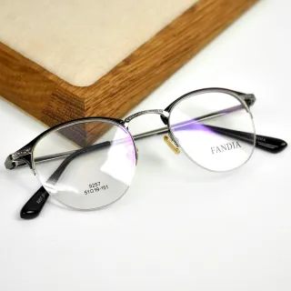 【玖飾時尚】配眼鏡 細版小圓形雕紋眉框(眼鏡)