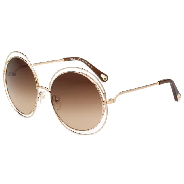 【Chloe’ 蔻依】金屬大框 太陽眼鏡 CE114SD(金色  小面版並可裝眼鏡鏈)