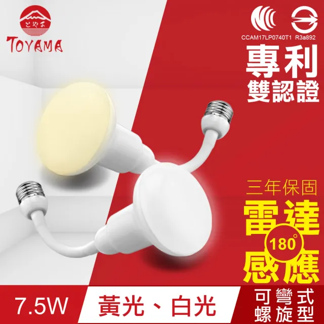 LED雷達感應燈4.5W E27彎管式螺旋型(白光、黃光)
