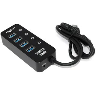 【Fujiei】Fujiei USB3.0 電子式獨立開關4埠HUB集線器(AJ1058)