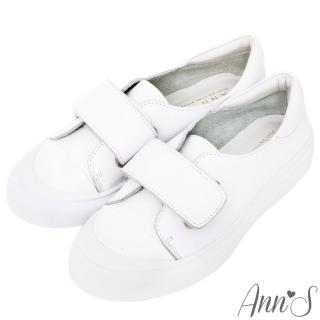 【Ann’S】餅乾家族-魔鬼氈全真皮小白鞋(白)