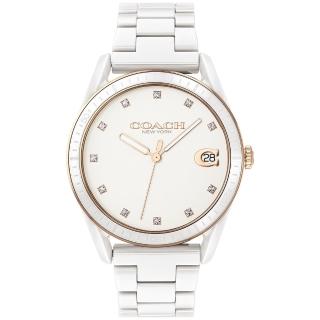 【COACH】官方授權經銷商 優雅質感陶瓷晶鑽手錶-36mm/白 生日 禮物(14503263)