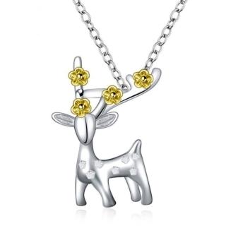 【I.Dear Jewelry】正白K-一鹿有你-精品麋鹿金色梅花造型項鍊(2色)