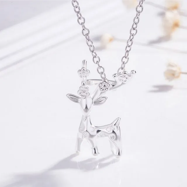 【I.Dear Jewelry】正白K-一鹿有你-精品麋鹿金色梅花造型項鍊(2色)