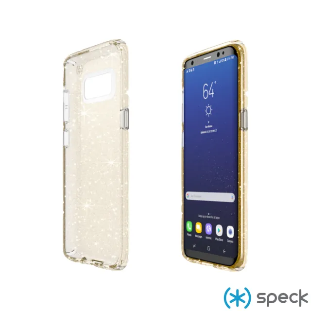 【Speck】三星 S8+ Presidio CLEAR+GLITTER 透明+金色奈米玻璃水晶防摔保護殼(保護殼)