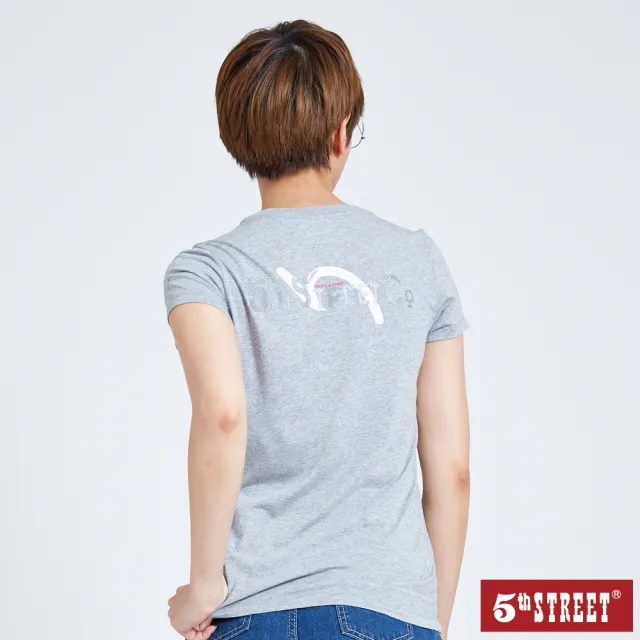 【5th STREET】女美式基本短袖T恤-麻灰色