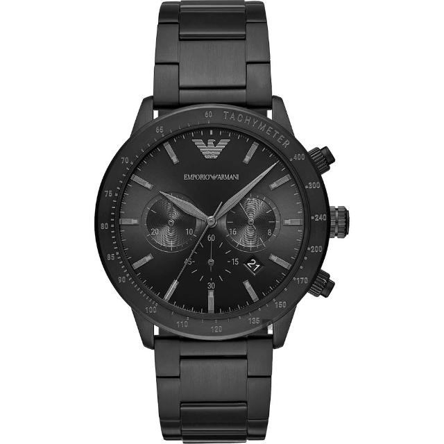 【EMPORIO ARMANI】亞曼尼 個性計時手錶-黑/43mm 母親節 送禮 禮物(AR11242)
