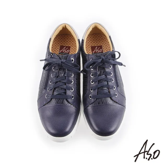 【A.S.O 阿瘦集團】輕量抗震  異材質混搭休閒鞋(藍色)