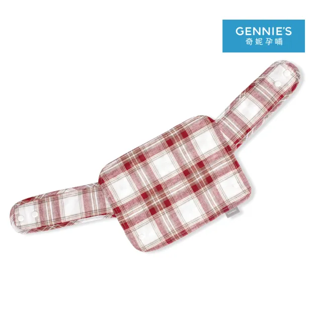 【Gennies 奇妮】英倫揹帶口水巾1入-紅白(胸前口水巾 雙面可用 輕量氣墊揹帶通用)