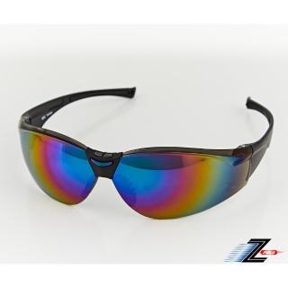 【Z-POLS】帥氣有型質感黑框搭配七彩電鍍運動太陽眼鏡(抗紫外線UV400遮陽防風超好用!)
